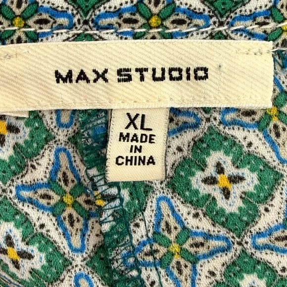 Max Studio Teal Geometric Print Flutter Sleeve Boho Wide Leg Jumpsuit Size XL - Picture 12 of 14